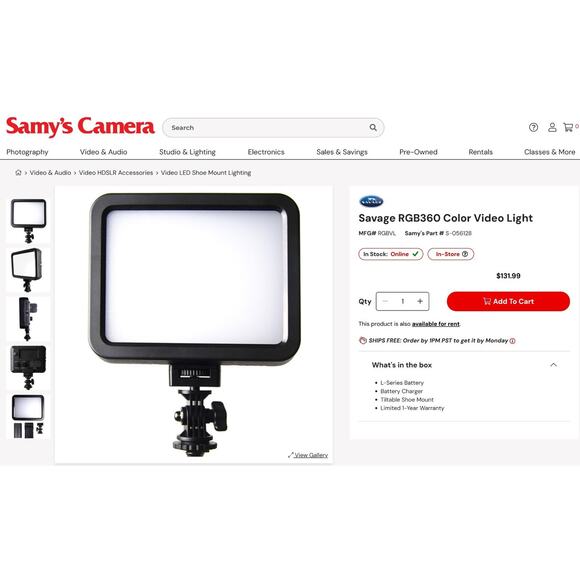 Savage 360 RGB LED Professional Studio Light–Sealed New—One Year Warranty - Picture 9 of 9